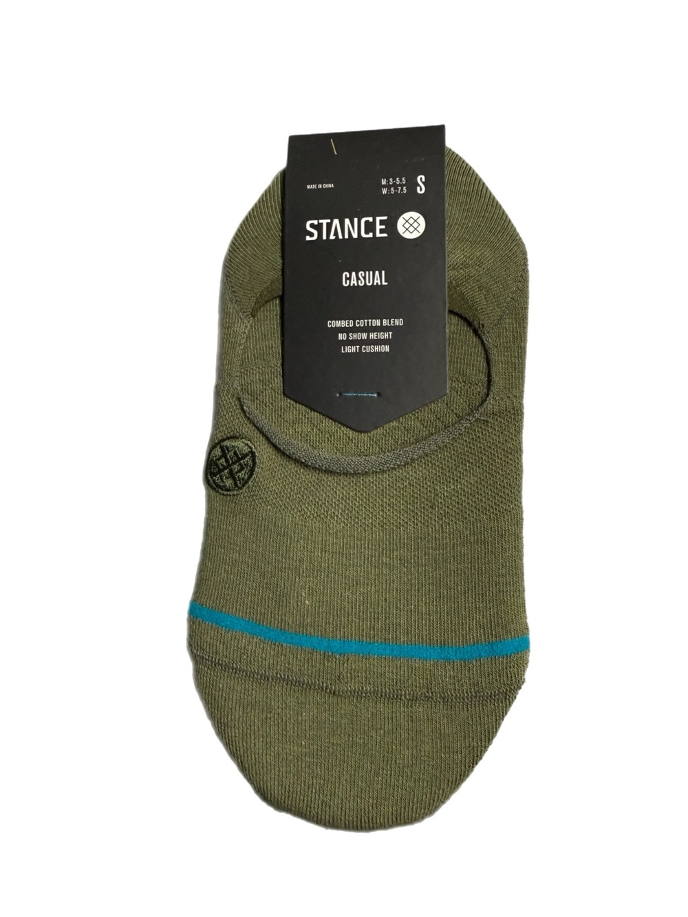 Stance Olive Green Low-Cut Casual Socks with Teal Accent